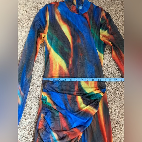 Asymmetric Flame long sleeve Tulle Dress - Picture 9 of 9